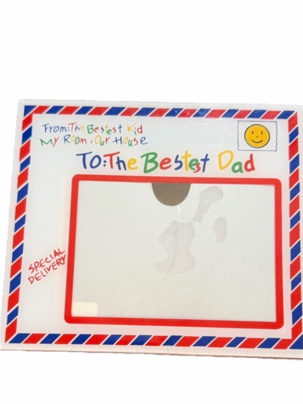Vintage Bestest Dad Acrylic Photo Picture Frame Special Delivery Envelope Kid